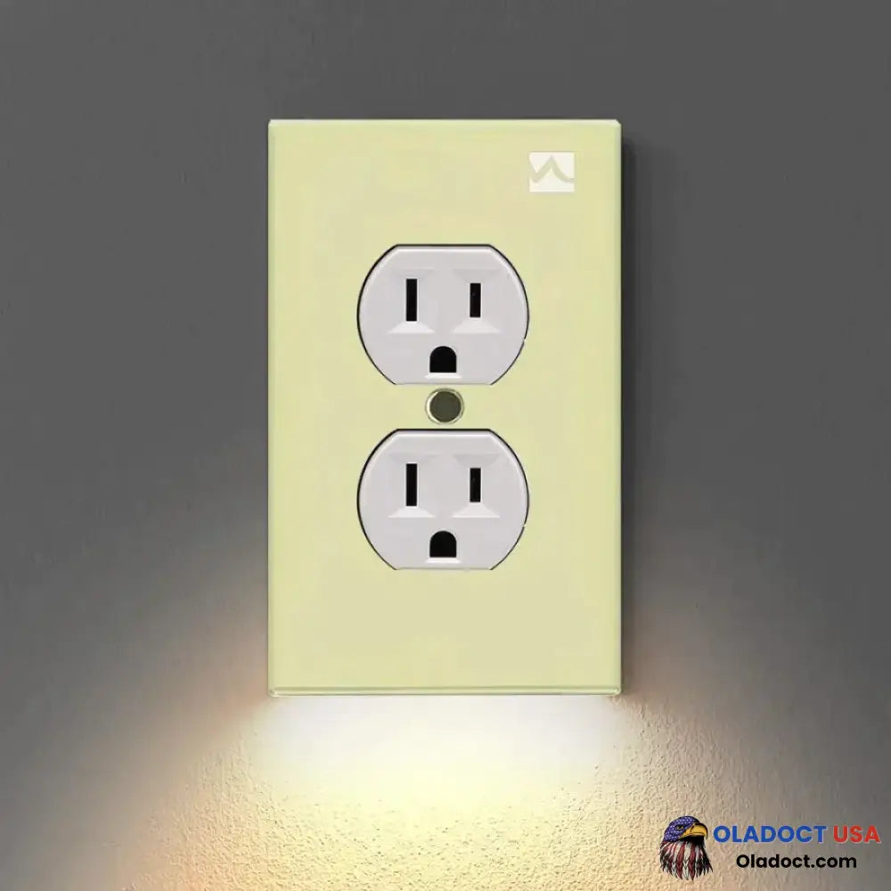 Set Of 6 Outlet Wall Plate With Led Night Lights Type A / Ivory