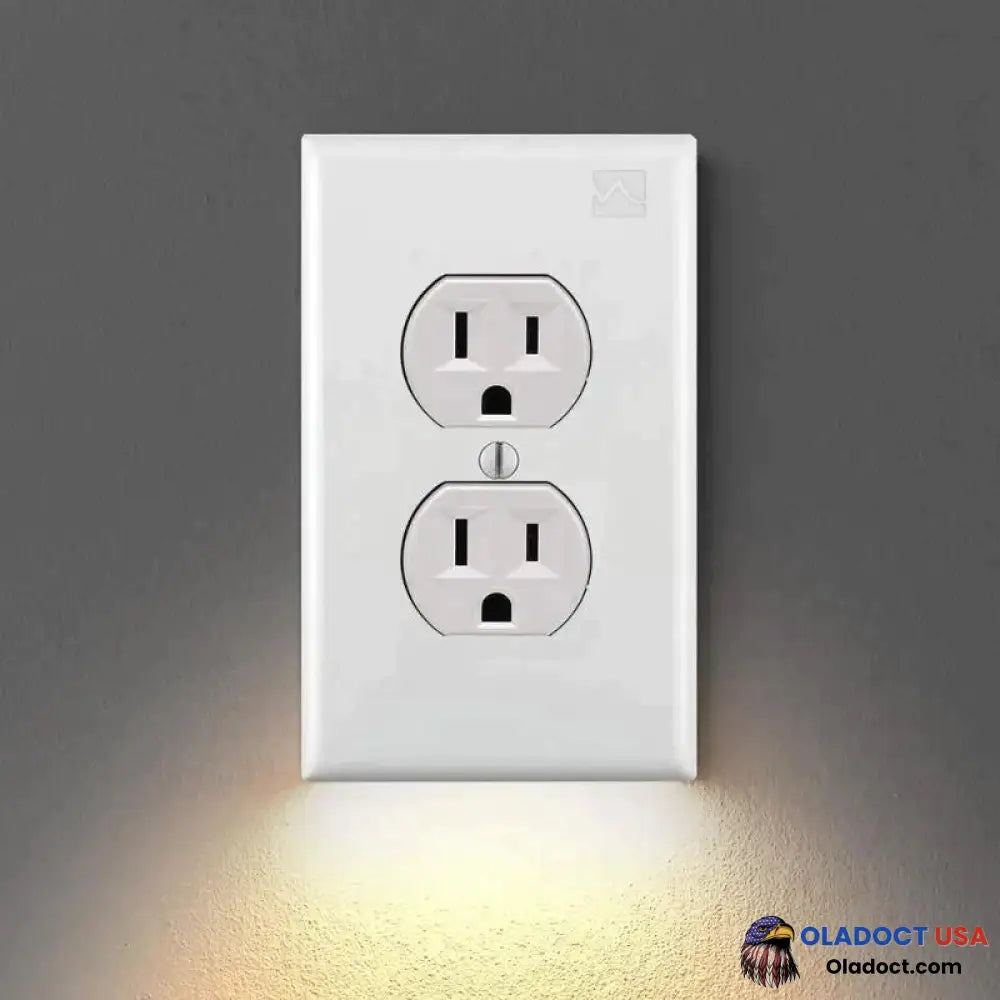 Set Of 6 Outlet Wall Plate With Led Night Lights Type A / White