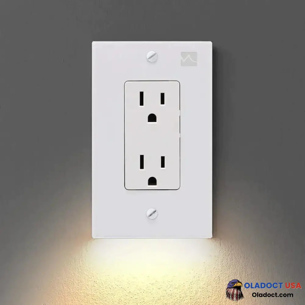 Set Of 6 Outlet Wall Plate With Led Night Lights Type B / White