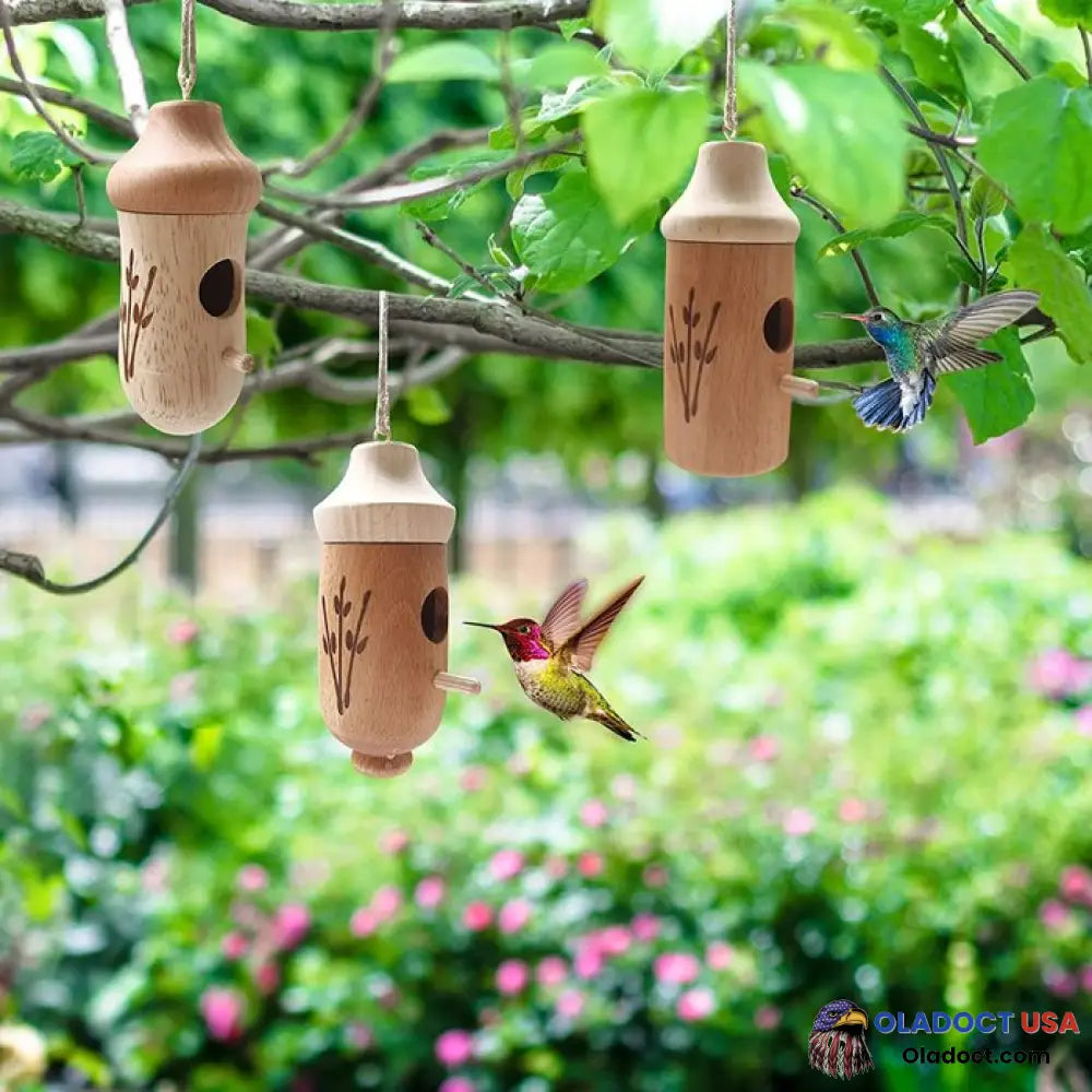 Shinemars Wooden Hummingbird House-Gift For Nature Lovers 1 Set 3 Pcs