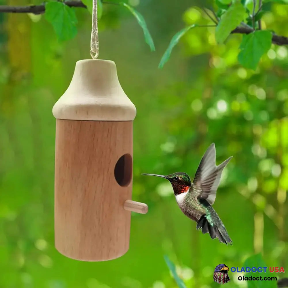 Shinemars Wooden Hummingbird House-Gift For Nature Lovers