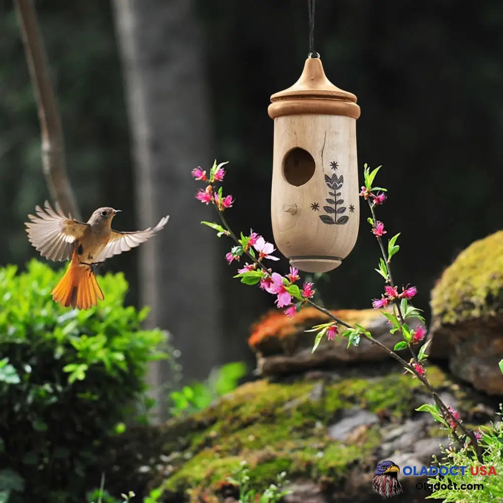 Shinemars Wooden Hummingbird House-Gift For Nature Lovers