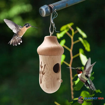 Shinemars Wooden Hummingbird House-Gift For Nature Lovers Maple (Center)