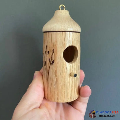 Shinemars Wooden Hummingbird House-Gift For Nature Lovers Oak (Right)