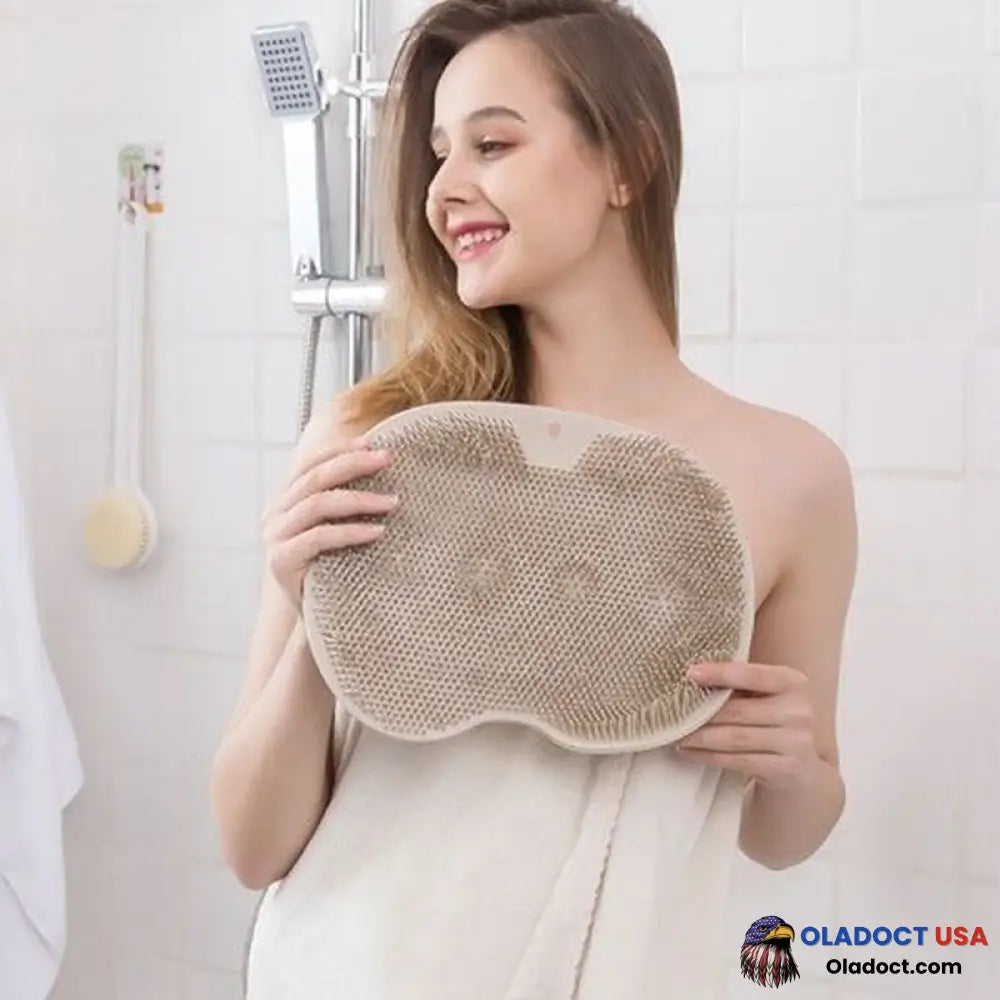 Shower Foot & Back Scrubber Massage Pad Brown