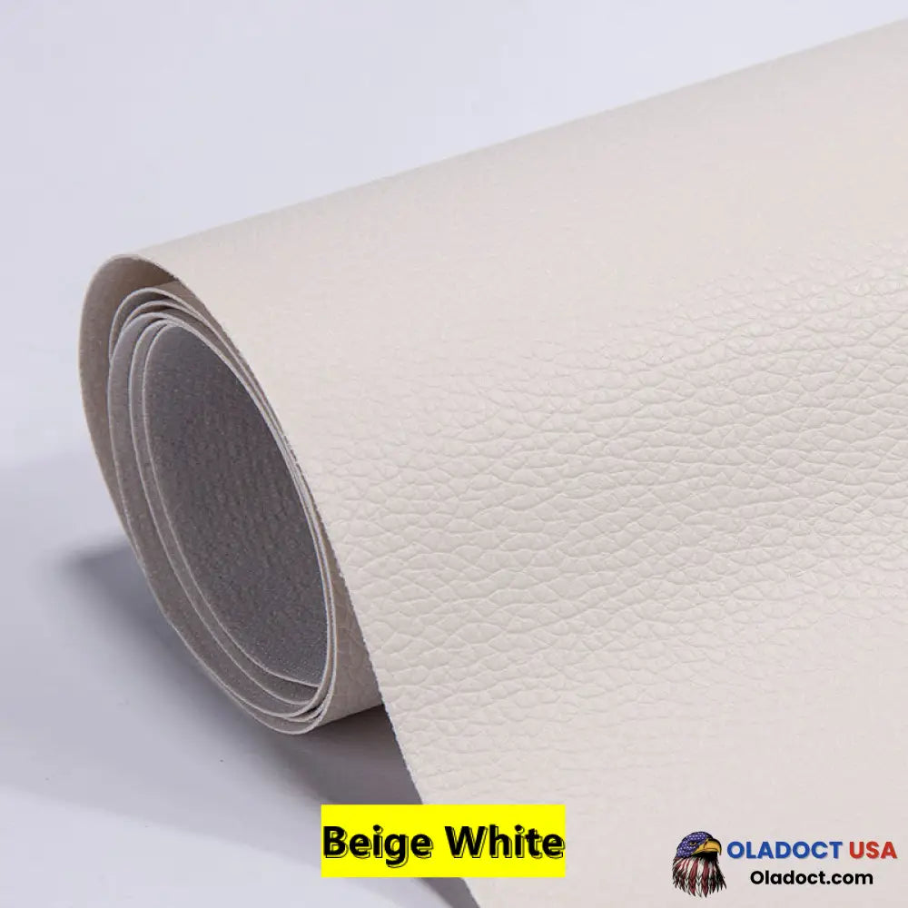 Sofarefinish Self-Adhesive Leather Refinisher Cuttable Sofa Repair 8X12In(20X30Cm) / Beige White