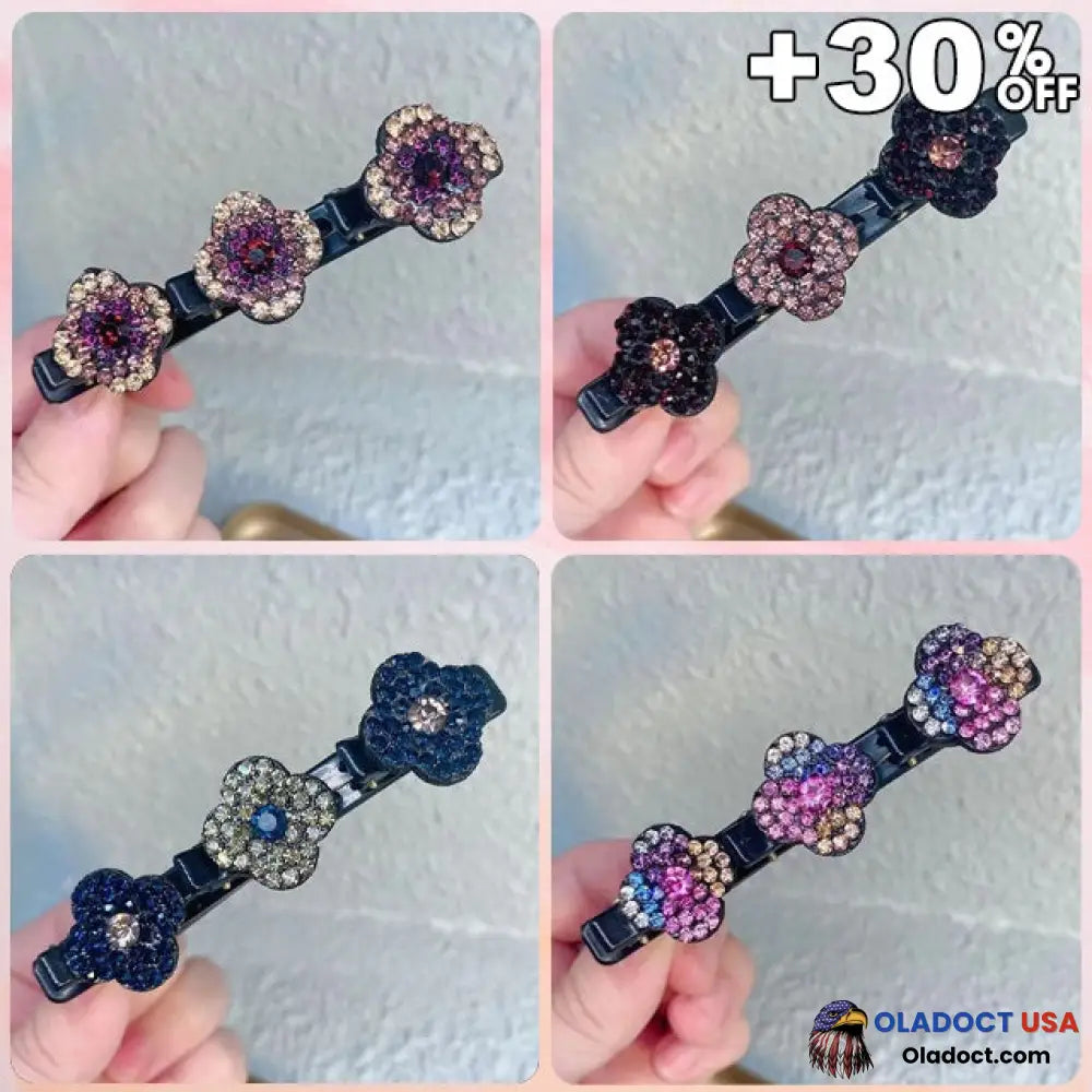 Sparkling Crystal Stone Braided Hair Clips