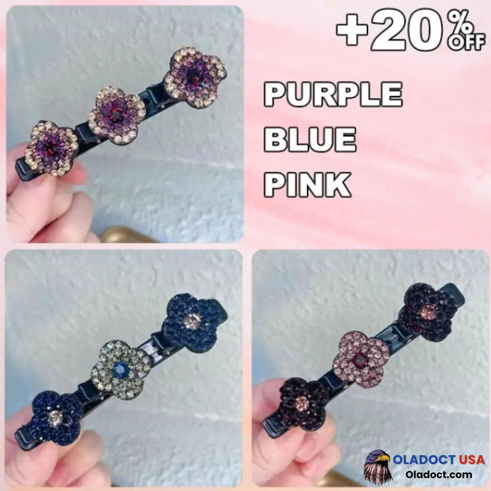 Sparkling Crystal Stone Braided Hair Clips