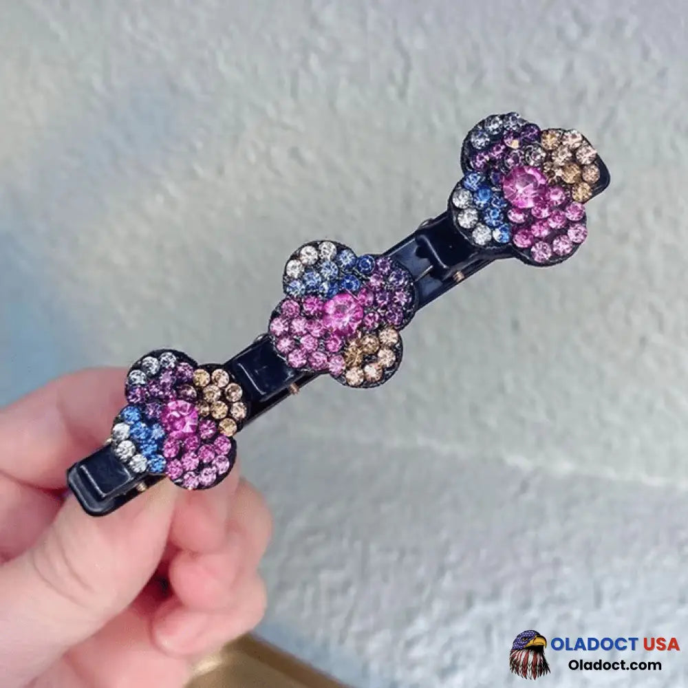 Sparkling Crystal Stone Braided Hair Clips