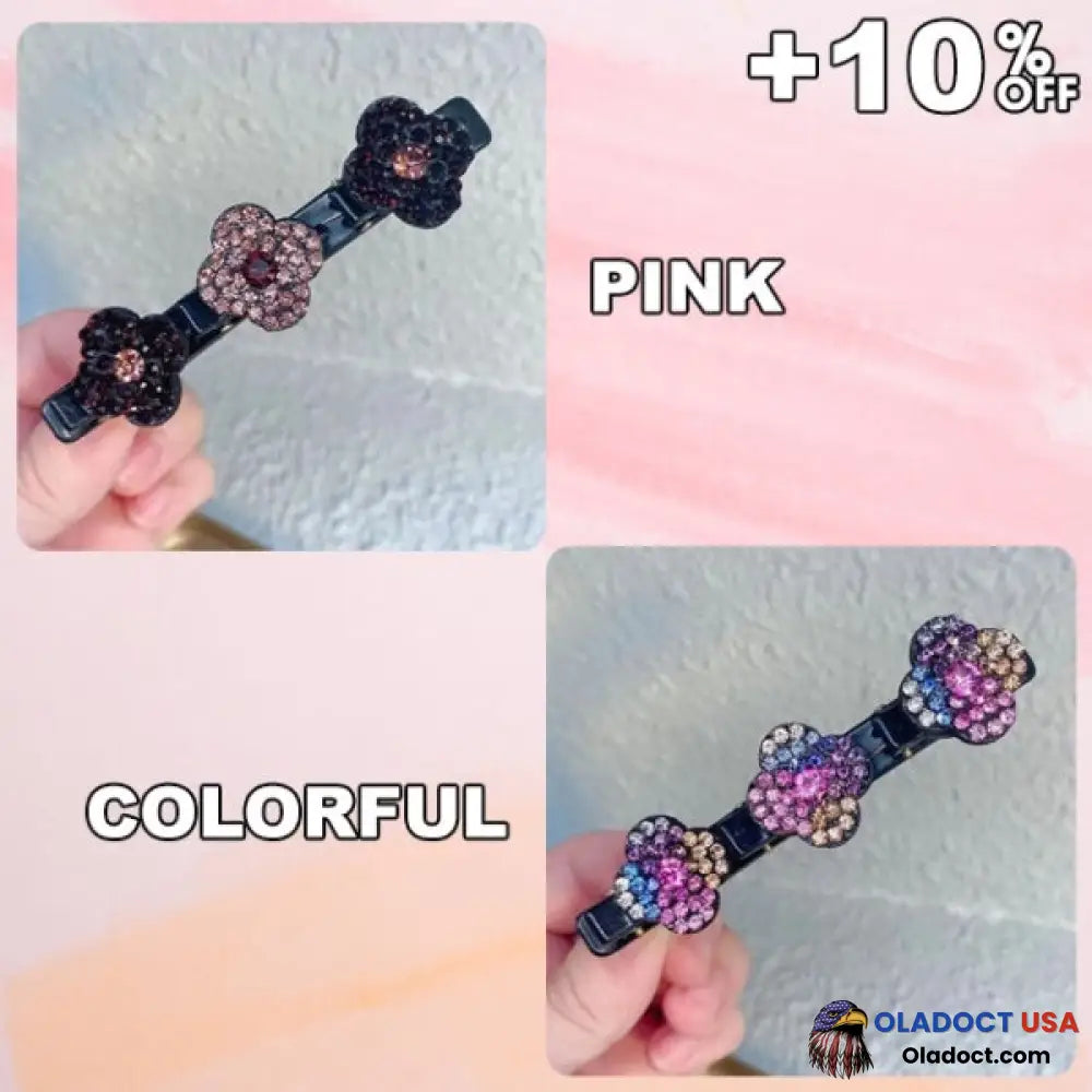 Sparkling Crystal Stone Braided Hair Clips