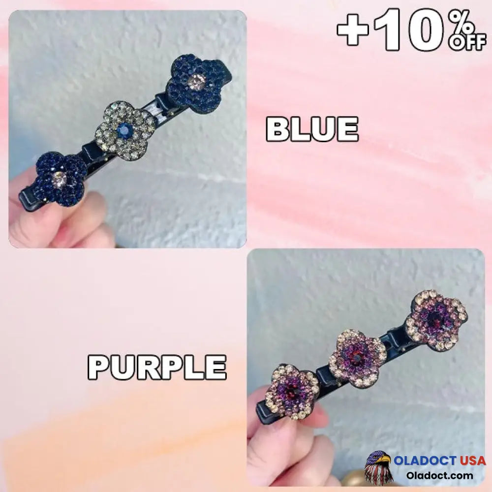 Sparkling Crystal Stone Braided Hair Clips