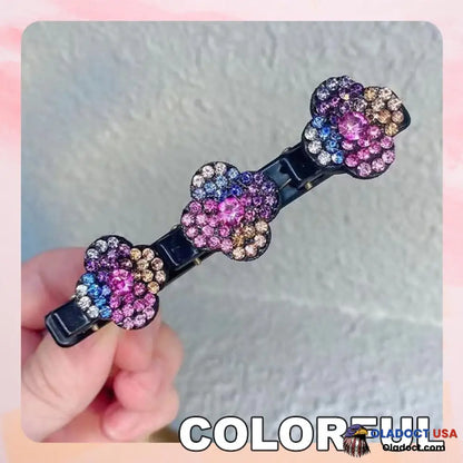 Sparkling Crystal Stone Braided Hair Clips Colorful