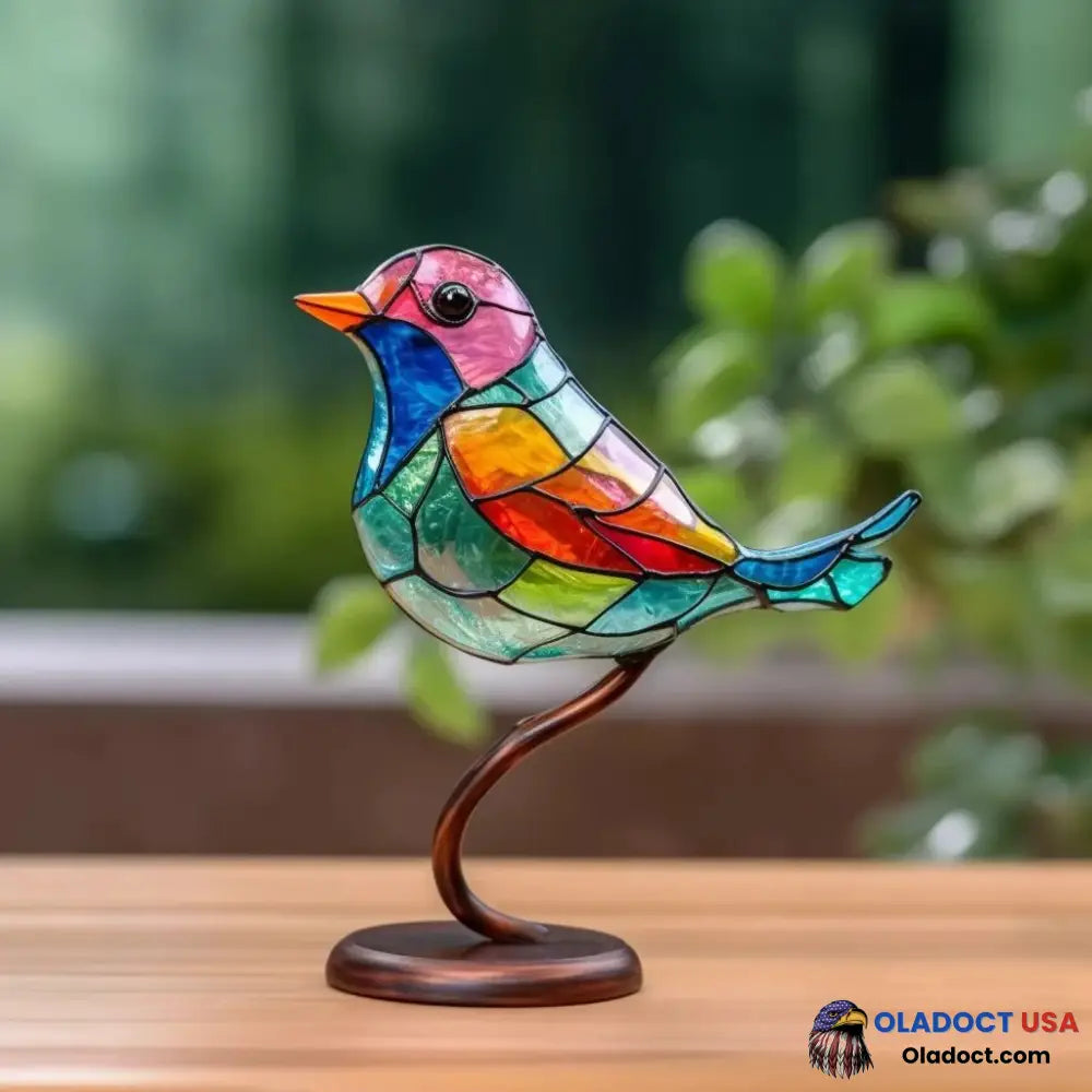 Stained Acrylic Birds On Branch Desktop Ornaments Confidence