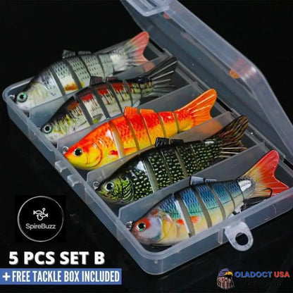 The Spirebuzz Lifelike Swimbait 5 Lures With Box - Color B