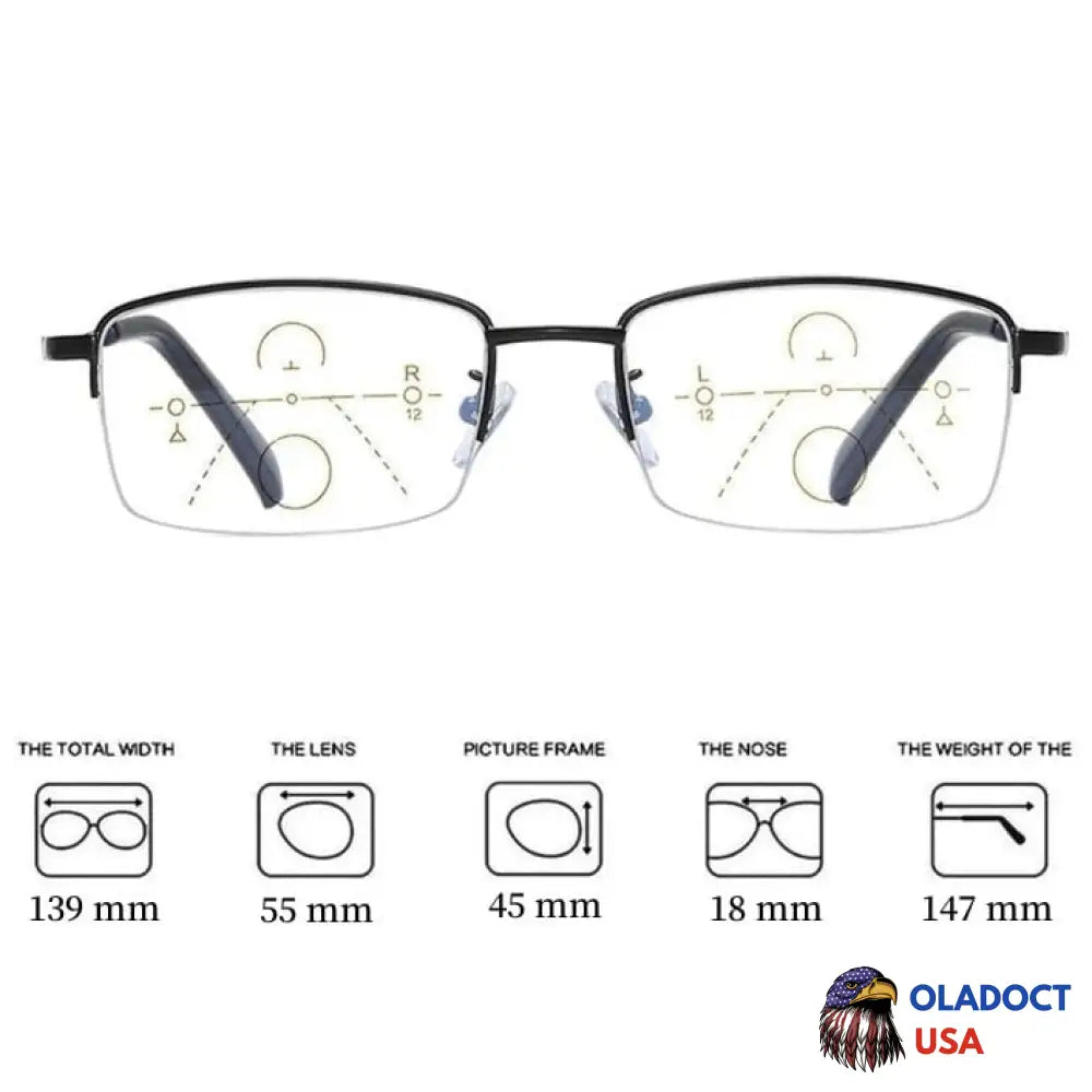 Titanium progressive far and near dual-use reading glasses – Oladoct USA
