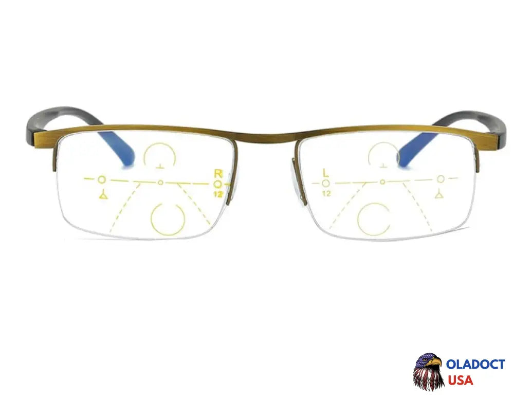 Titanium Progressive Far And Near Dual-Use Reading Glasses Gold / +1.00 /Under 50 Year Of Age