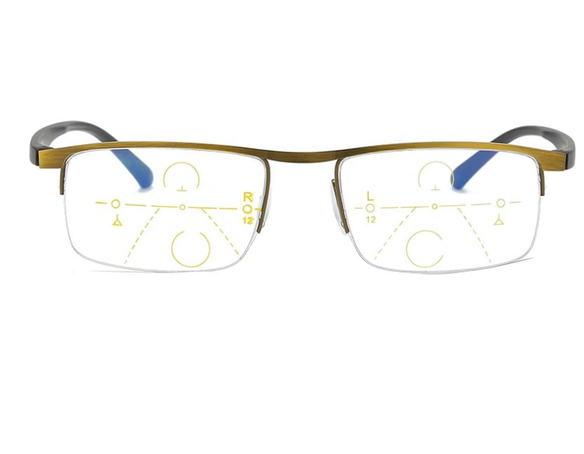 Titanium Progressive Far And Near Dual-Use Reading Glasses Gold / +1.00 /Under 50 Year Of Age