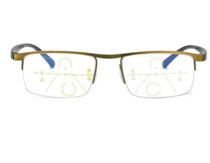 Titanium Progressive Far And Near Dual-Use Reading Glasses Gold / +1.00 /Under 50 Year Of Age