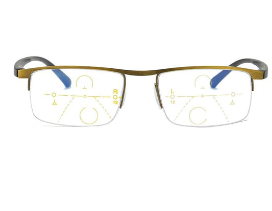 Titanium Progressive Far And Near Dual-Use Reading Glasses Gold / +1.00 /Under 50 Year Of Age