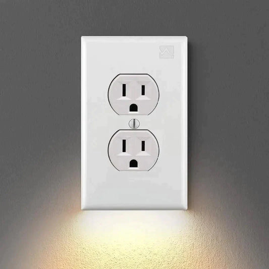 Set Of 6 Outlet Wall Plate With Led Night Lights Type A / White