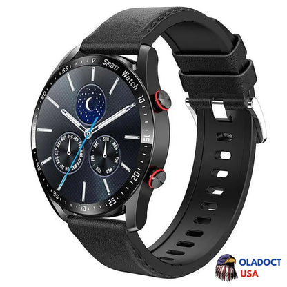 Yabira Non-Invasive Blood Glucose Test Smart Watch Black Leather